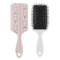 Cute pink striped paddle hair brush with strawberry and floral pattern prints for women - Pastoral Strawberry Print