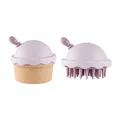 Silikon Kopfhaut Massagebürste in Eiscreme-Form zur Tiefenreinigung und sanften Haarpflege - OPP-Beutel / Lila
