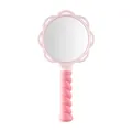 Pink flower-shaped handheld mirror with ergonomic twisted handle for vanity and makeup - Pink Handheld Mirror