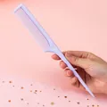 Professional lilac plastic rat tail comb designed for hair sectioning and precise styling - Bulk/Loose Packaging / Purple