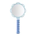 Cute light blue flower-shaped handheld makeup mirror with a twisted purple handle - Twisted Mirror - Blue