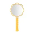 Portable yellow flower-shaped hand mirror featuring a unique ergonomic twist handle design - Twisted Mirror - Yellow