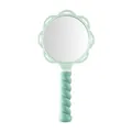 Mint green floral hand mirror with comfortable twist handle design for makeup and styling - Twisted Mirror - Green