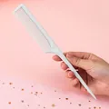 Professional white plastic rat tail comb for hair sectioning and styling tasks. - Bulk/Loose Packaging / White