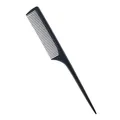 Professional black plastic rat tail comb for precise hair sectioning and styling SD701 - Bag Packaging / Black