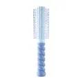 Pastel blue round hairbrush featuring a unique ergonomic twisted handle for hair styling - Twisted Curling Brush - Blue