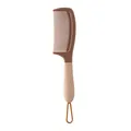 Peigne à cheveux démêlant portable pour enfants avec boucle de suspension en beige - Motif Ondulé (1416) / Marron