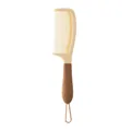 Peigne à cheveux beige et marron portable avec poignée texturée et boucle de suspension pratique - Motif Ondulé (1416) / Beige