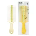 Double-sided fine-tooth lice comb with bamboo joint handle in transparent yellow finish - Green