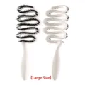 Large white hollow ribbon design hairbrush with boar bristles for detangling and volume - White / L
