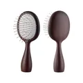 Portable dark wood grain air cushion hairbrush with steel pins for scalp massage - 824歪脑袋-檀色OPP装