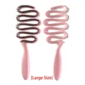 Professional pink hollow bristle hair brush in large size for styling and detangling - Pink / L
