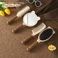 4-piece cute cartoon cat themed hairbrush and vanity mirror set for daily hair styling - Cat Mirror Comb 4-Piece Set (Mocha)