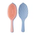 Blue leaf shaped detangling hairbrush with soft peach massage bristles for smooth hair - 806 Leaf Detangling Comb (OPP Bag) / Blue