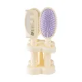 Cream white multifunctional hairbrush set with cushion brush and mirror on stand - 0125 Hair Brush Collection / White