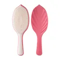 Ergonomic leaf-shaped detangling hairbrush for scalp massage and styling in pink and white - 806 Leaf Detangling Comb (OPP Bag) / Rose Red