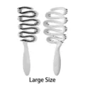 Large size spotted ribbon hairbrush with boar bristles and sandblasted finish texture - L / White