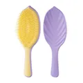 Leaf-shaped detangling hairbrush in purple and yellow variant for scalp massage - 806 Leaf Detangling Comb (OPP Bag) / Purple