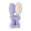 Purple 4-piece hairbrush set with massage cushion brush and stand holder - 0125 Hair Brush Collection / Purple