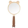Cute cartoon cat ear hand-held makeup mirror in beige and brown for daily grooming - Cat Handheld Makeup Mirror (Mocha)