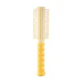 Light yellow round styling hairbrush with an ergonomic twisted non-slip grip handle - Twisted Curling Brush - Yellow