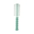 Professional mint green round styling hairbrush with unique twisted handle design. - Twisted Curling Brush - Green