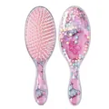Cute pink cartoon airbag hairbrush with transparent back and colorful rainbow bubble beads - Rose Red (4551)