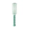 Mint green hairbrush with a twisted handle for scalp massage and detangling hair - Twisted Vented Hairbrush - Green
