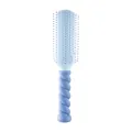 Light blue hairbrush featuring a unique twisted handle and scalp massaging bristles for styling - Twisted Solid Hairbrush - Blue