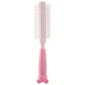 Cute pink round hair brush featuring a cartoon bear handle design for blow drying and styling - Curly Hair Mouse Style / Pink