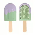 Spazzola per capelli portatile a forma di gelato bicolore per districare i capelli. - Sacchetto OPP / Verde