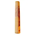 Professional fine-tooth plastic hair styling comb featuring a classic amber tortoiseshell pattern - Amber
