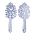 Ergonomic leaf-shaped silicone scalp massage shampoo brush with handle in light purple - Twilight Purple