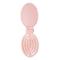 Compact portable pink folding hairbrush with integrated mirror for scalp massage and styling - Pink-Solid Color