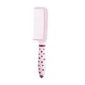 Pink hair styling comb featuring a decorative star pattern handle design - Flat Comb (2701) / Pink