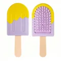 Simpatica spazzola per capelli a forma di ghiacciolo con design viola e giallo - Sacchetto OPP / Viola