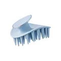 Light blue leaf-shaped scalp massage brush with soft thick bristles for hair washing - OPP Bag / Blue
