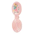 Portable pink foldable massage hairbrush with cute strawberry print and built-in mirror - Pink-Strawberry
