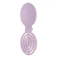 Portable folding hairbrush with mirror in light purple, ergonomic travel massage comb - Solid Purple