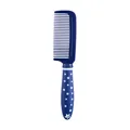 Dark blue hair comb featuring white star patterns on handle for daily hairstyling use - Flat Comb (2701) / Dark Blue