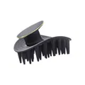 Leaf-shaped black scalp massage brush with gold-trimmed handle for hair washing - OPP Bag / Black