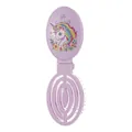 Portable purple folding hairbrush and mirror with cute cartoon unicorn illustration - Purple - Unicorn