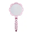Elegant pink flower shaped handheld vanity mirror with purple star printed handle - Mirror (2702) / Pink