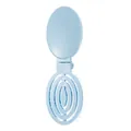 Portable light blue folding hairbrush with integrated mirror - Blue - Solid