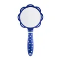 Cute blue handheld mirror featuring a flower shaped frame and star pattern handle - Mirror (2702) / Dark Blue