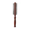 Professional round wooden hair brush with black bristles for salon styling and curling - Gourd Handle / Red Brown