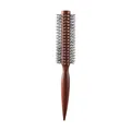 Professional reddish-brown wooden round hairbrush for salon styling and curls - Pointed Tail Handle / Red Brown