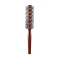 Professional round wooden hairbrush for styling and volumizing in reddish brown - Siping Handle / Red Brown