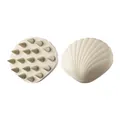 Ergonomic beige shell-shaped silicone scalp massager brush for deep hair cleaning and massage - 151-Shell / Ivory