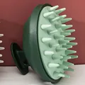 Green silicone scalp massager shampoo brush with soft spikes - Coarse Tooth Style (953) / OPP Bag / Green